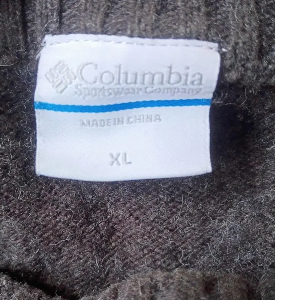 Columbia Mens XL Brown Wool Blend Crewneck Sweater Cabin Gorpcore Stripe Lodge